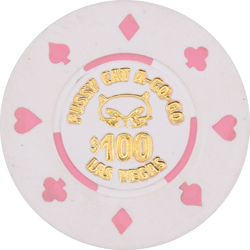 Pussycat a' Go-Go Casino Las Vegas Nevada $100 Hot Stamp Chip