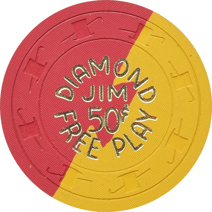 Diamond Jim's Nevada Club Casino Las Vegas Nevada 50 Cent Free Play Red Dovetail Chip 1962