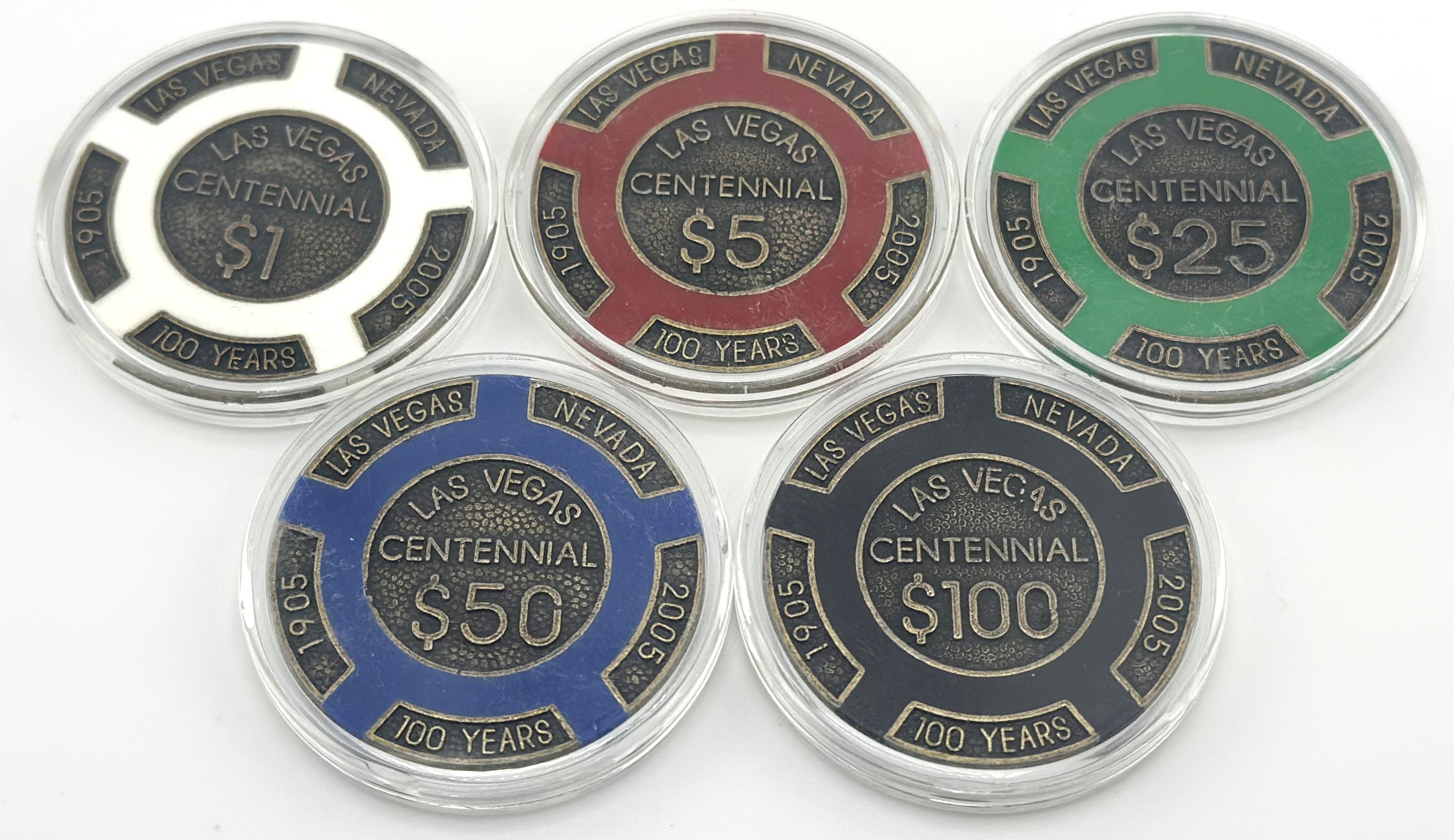 Centennial Las Vegas 16g Collector Set 5 Poker Chips
