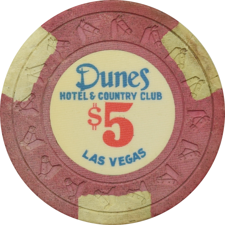 Dunes Casino Las Vegas Nevada $5 Dig Chip 1980