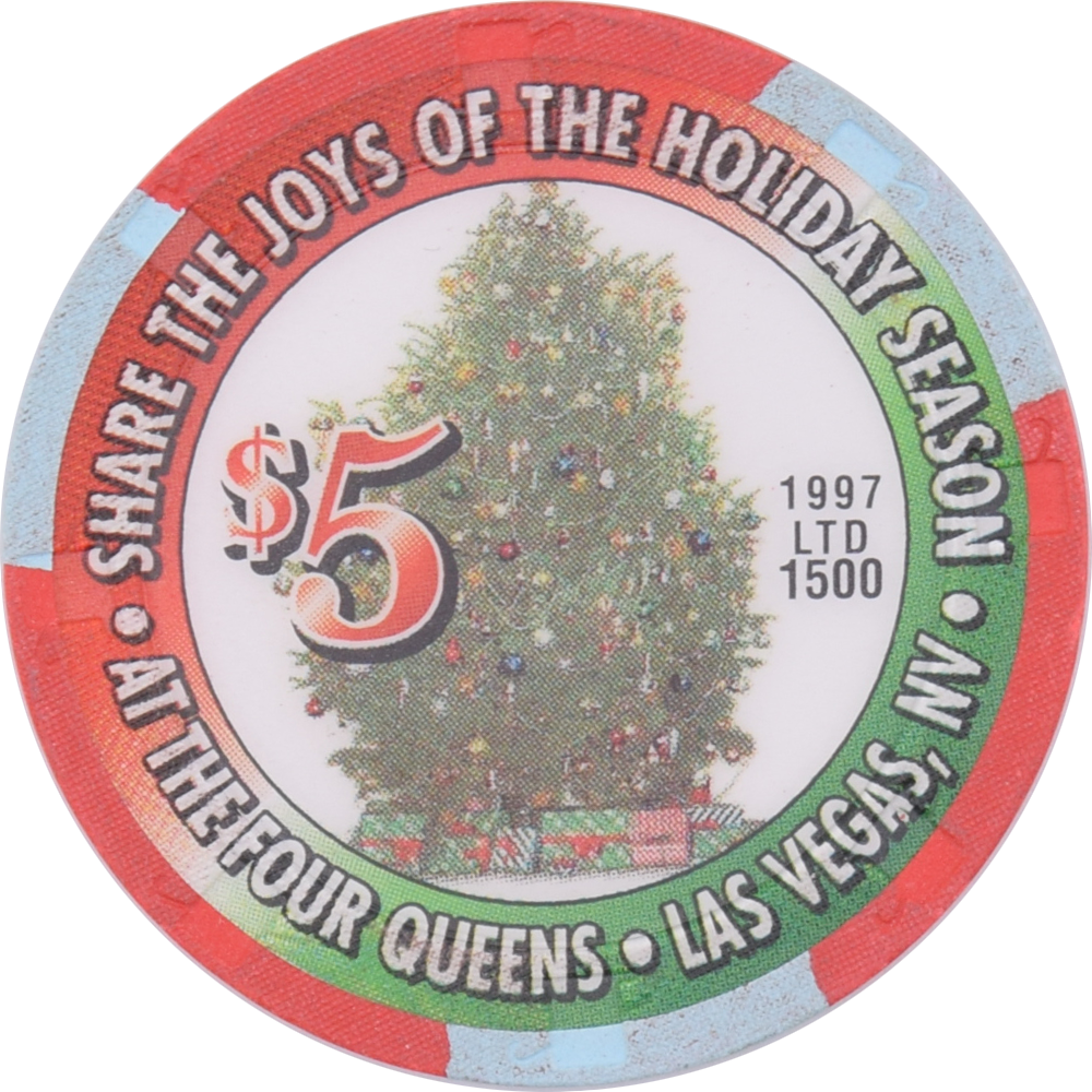 Four Queens Casino Las Vegas Nevada $5 Share the Joys of the Holidays Chip 1997