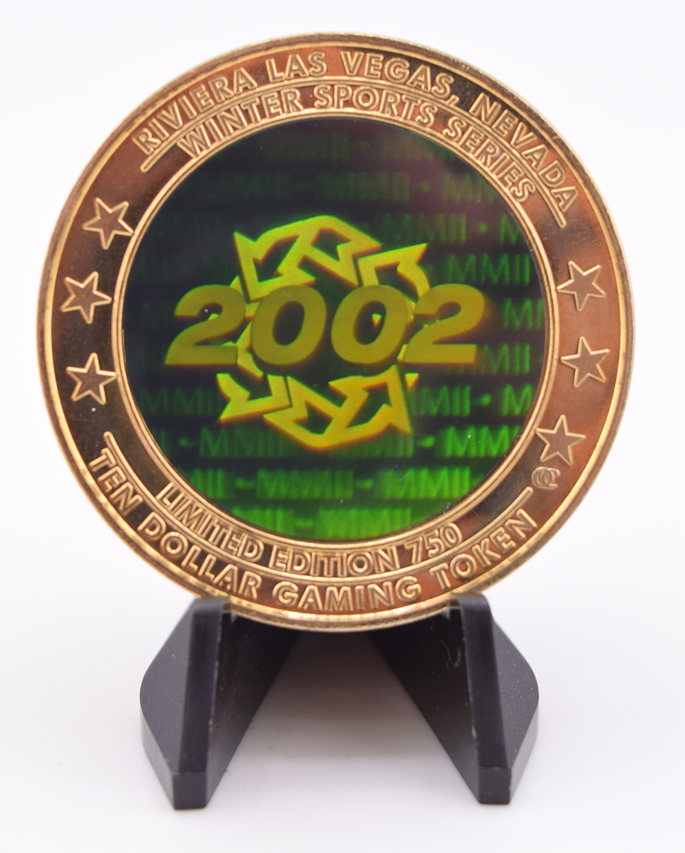 Riviera Casino Las Vegas Snowboarding $10 Winter Sports Series Hologram Token 2002