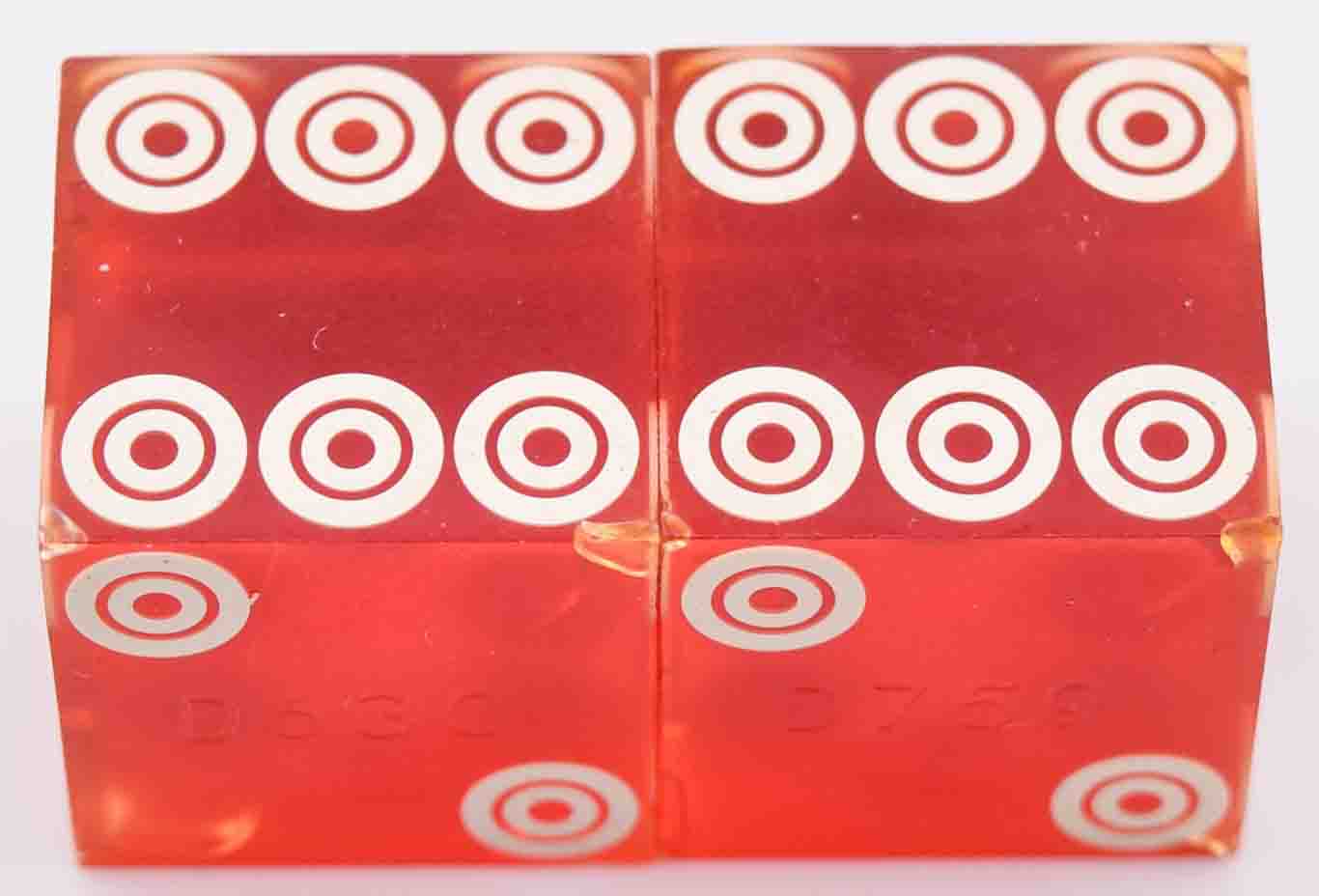 Dunes Hotel and Casino From Las Vegas Nevada Used Red Dice From 1970's, Pair