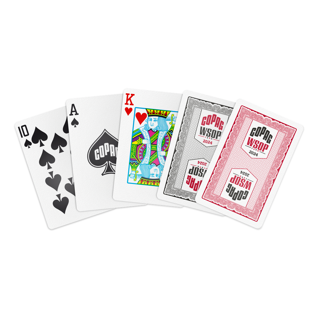 Copag WSOP 2024 Traditional Design 100% Plastic Playing Cards - Narrow Size (Bridge) Regular Index Black/Red Double Deck Set