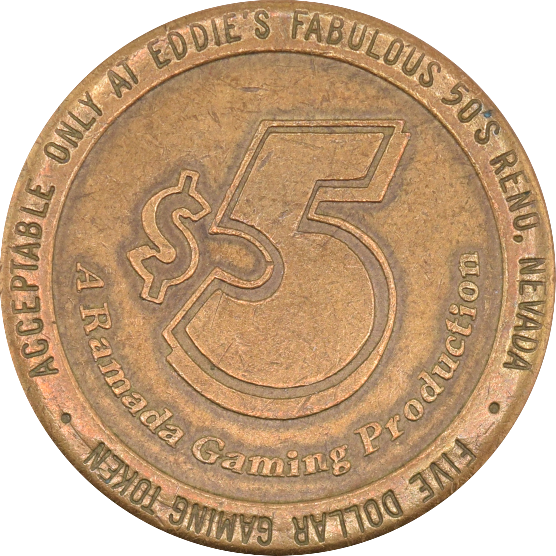 Eddie's Fabulous 50's Casino Reno Nevada $5 Token 1987
