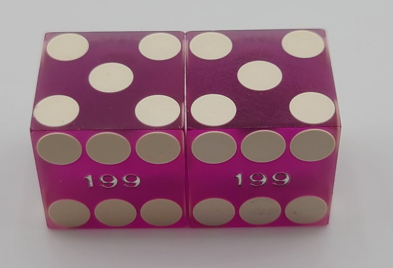 Flamingo Casino Las Vegas Nevada Pair of Purple Used Dice Matching Numbers 2000's