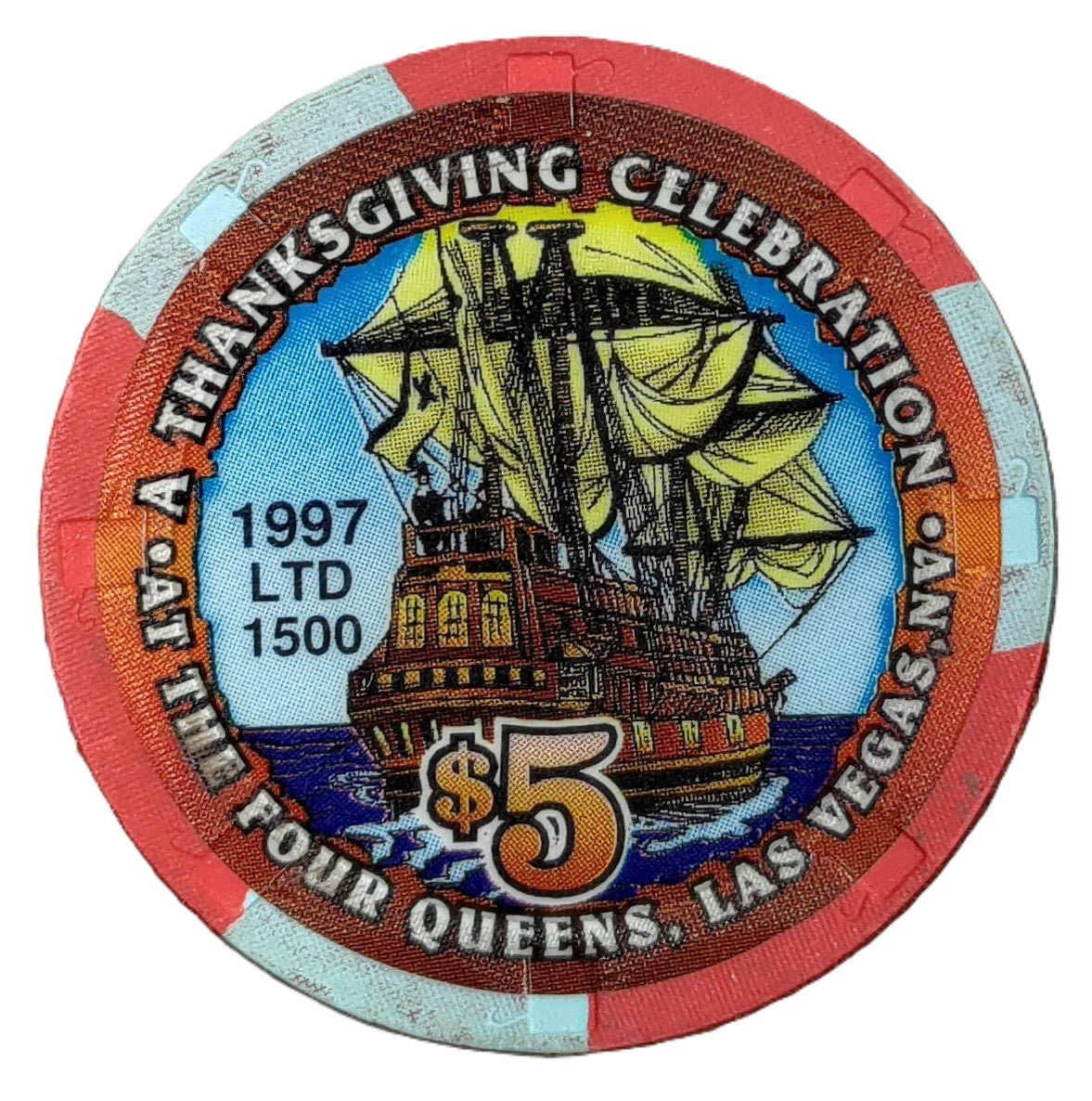 Four Queens Casino Las Vegas $5 Chip Thanksgiving 1997