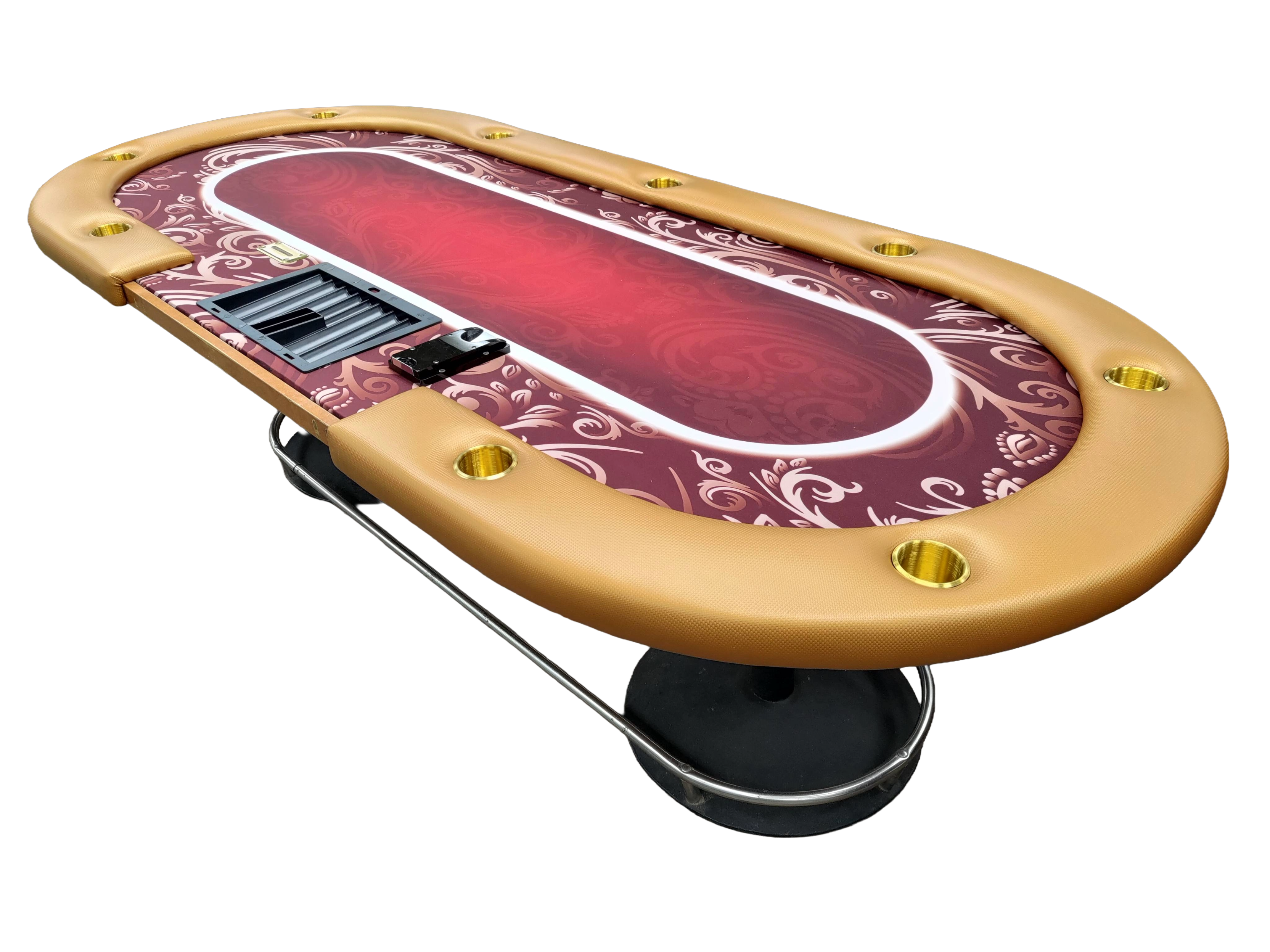 100" Refurbished Casino Poker Table with Dealer Position and Pedestal Legs