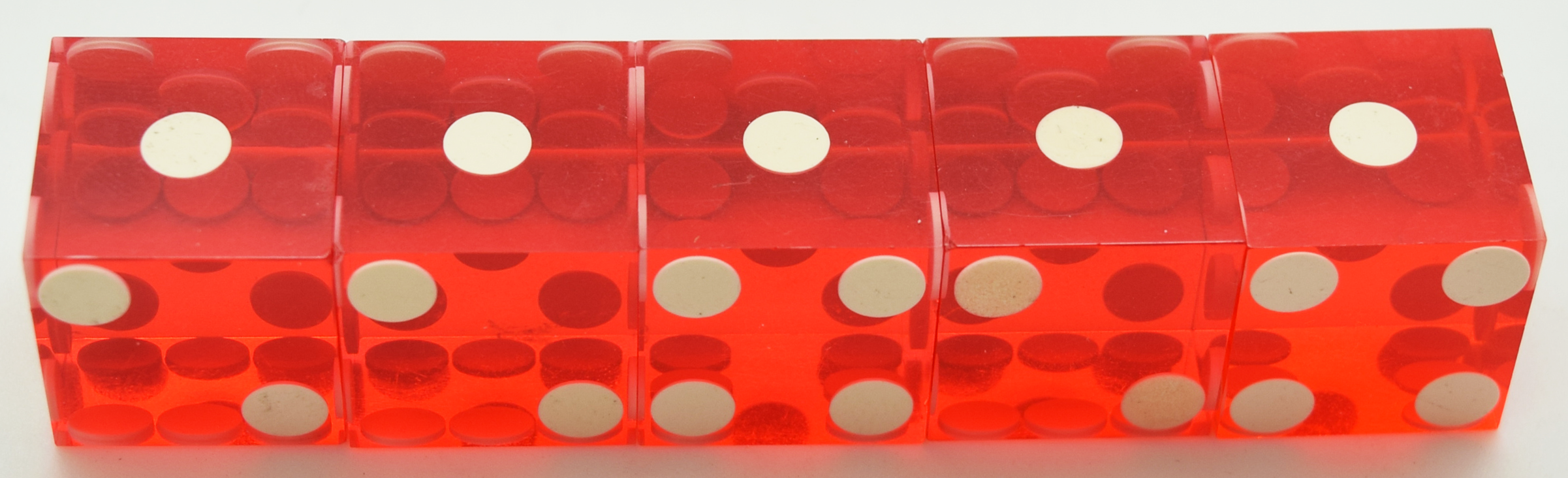 Red Casino Dice Precision Cut, Stick of 5