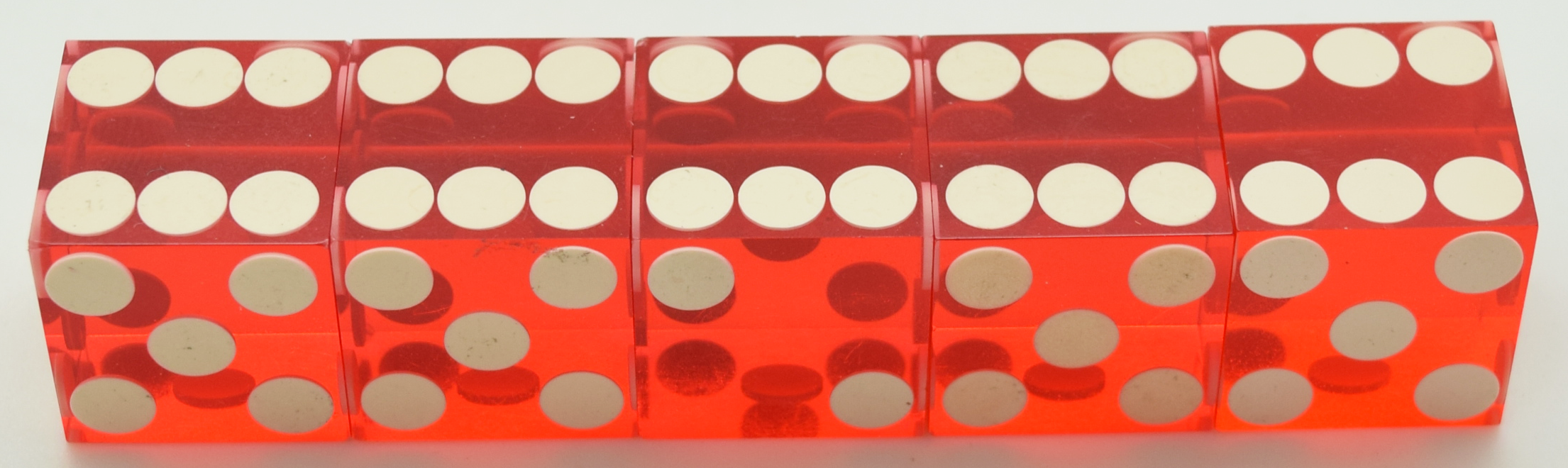 Red Casino Dice Precision Cut, Stick of 5