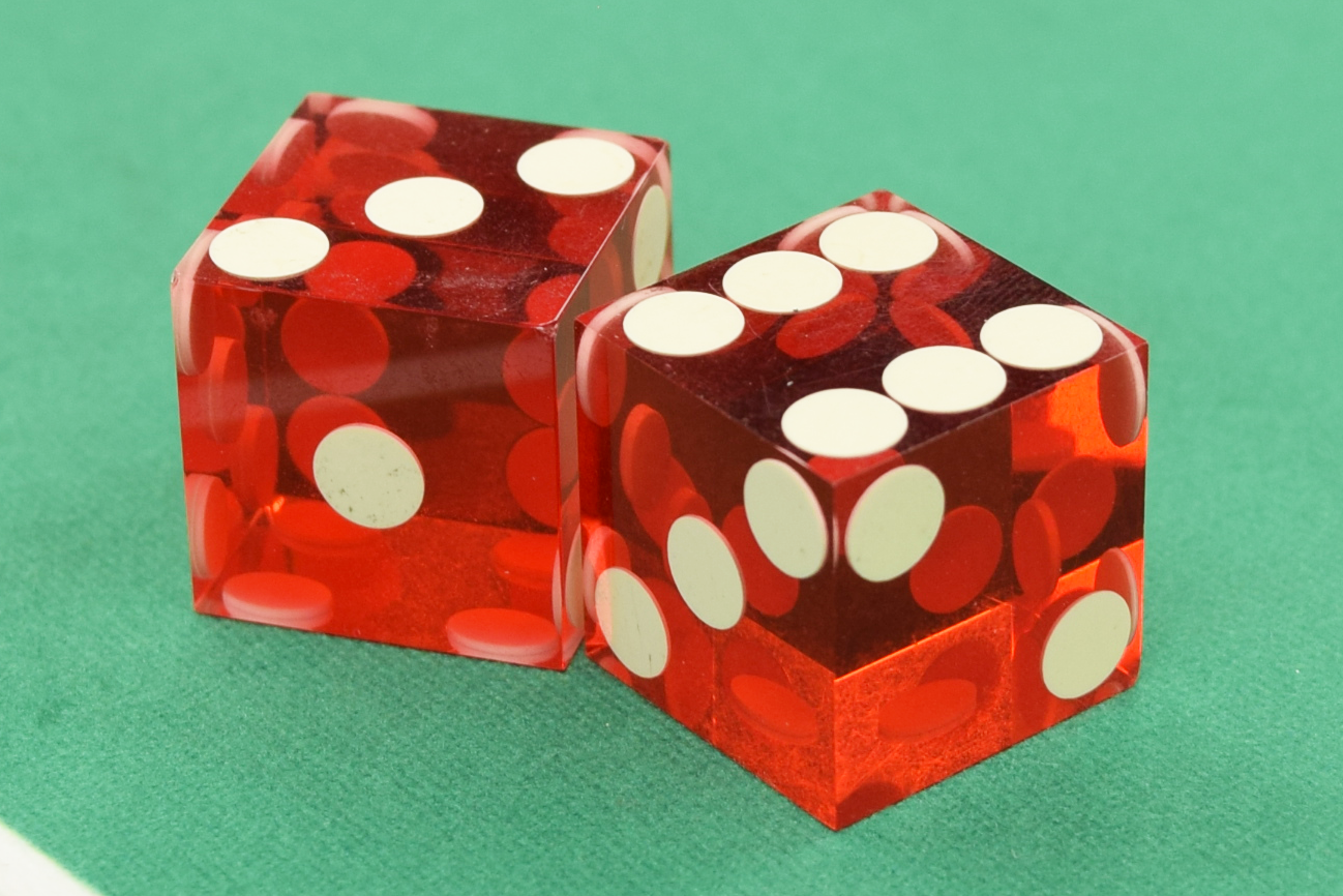 Red Casino Dice Precision Cut, Stick of 5