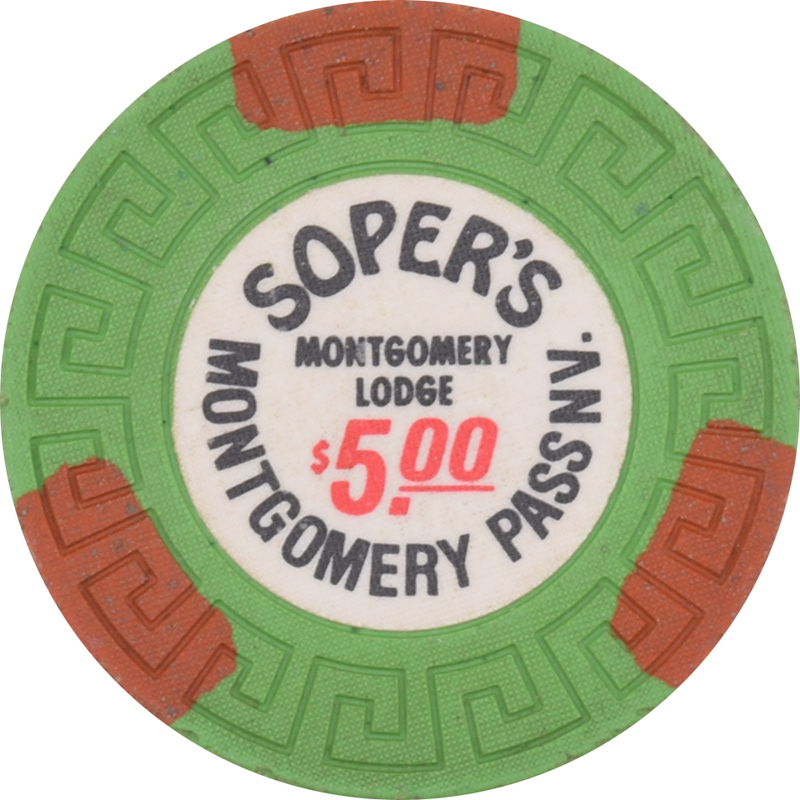 Soper's Montgomery Lodge Casino Montgomery Pass Nevada $5 Chip 1987