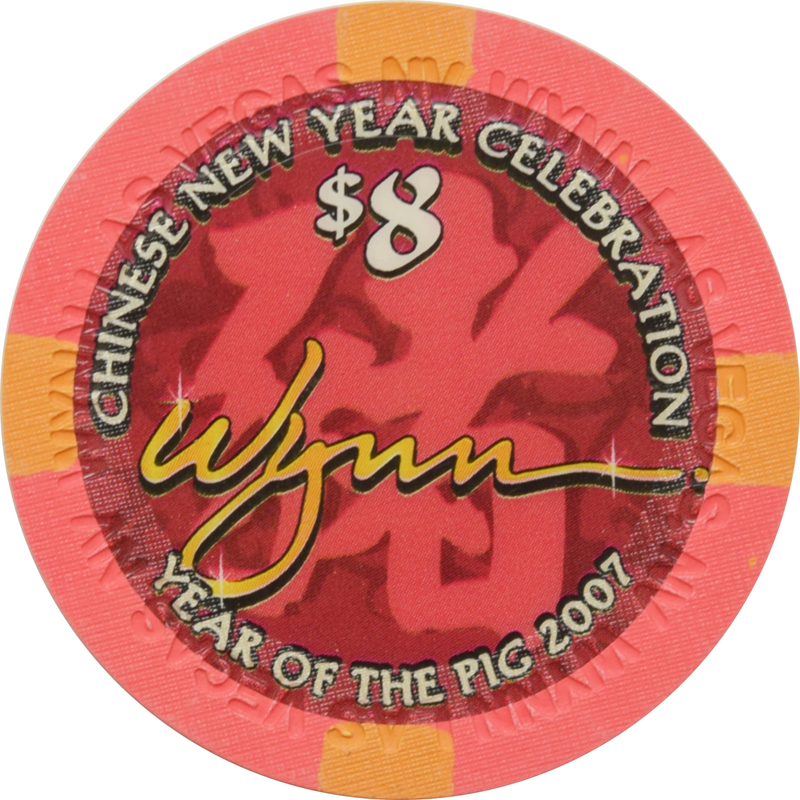 Wynn Casino Las Vegas Nevada $8 Year of the Pig 43mm Chip 2007