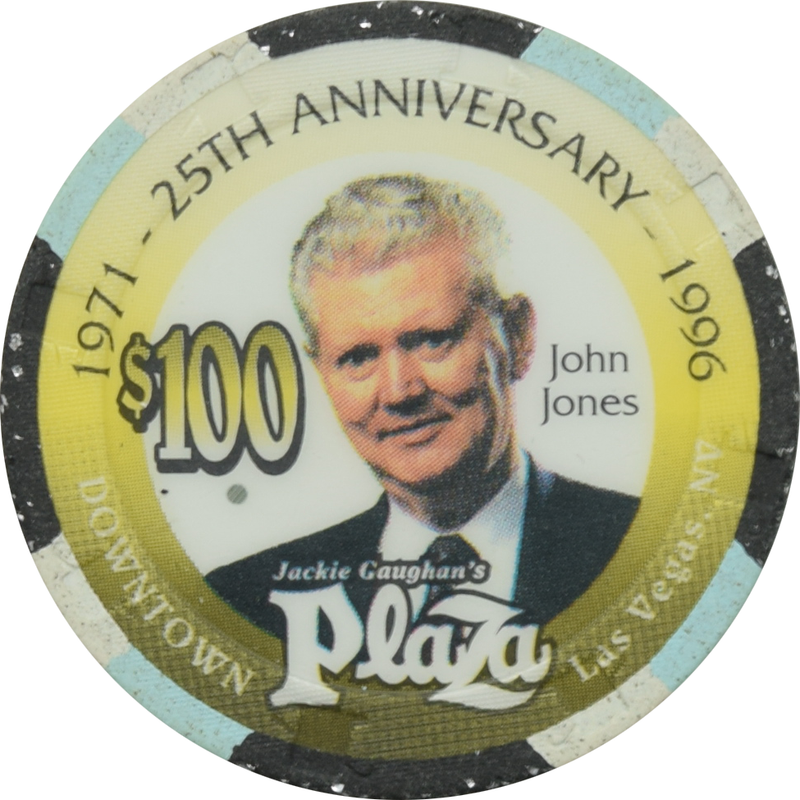 Jackie Gaughan's Plaza Casino Las Vegas Nevada $100 25th Anniversary - John Jones Chip 1996