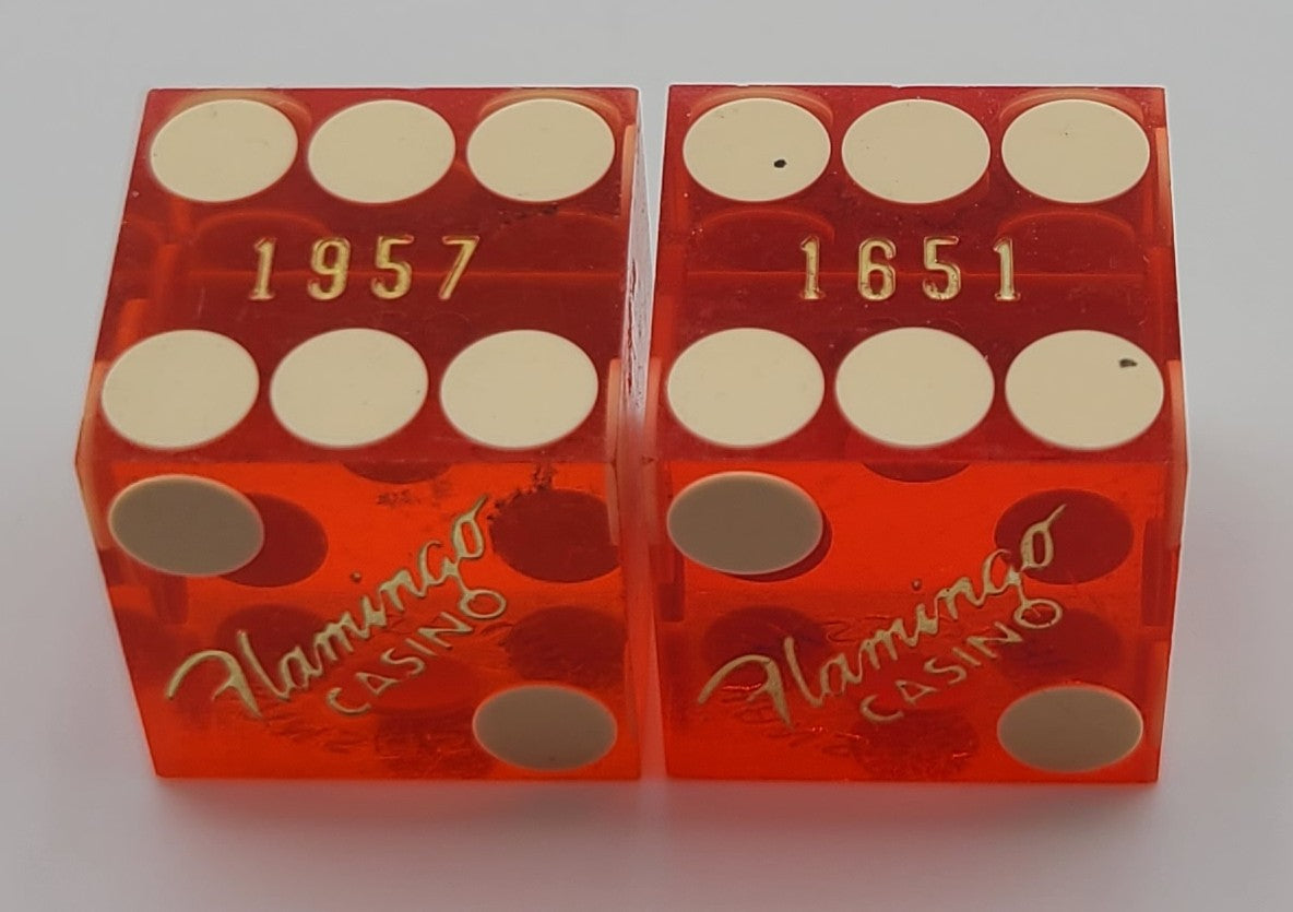 Flamingo Casino Kansas City Missouri Pair of Red Used Dice