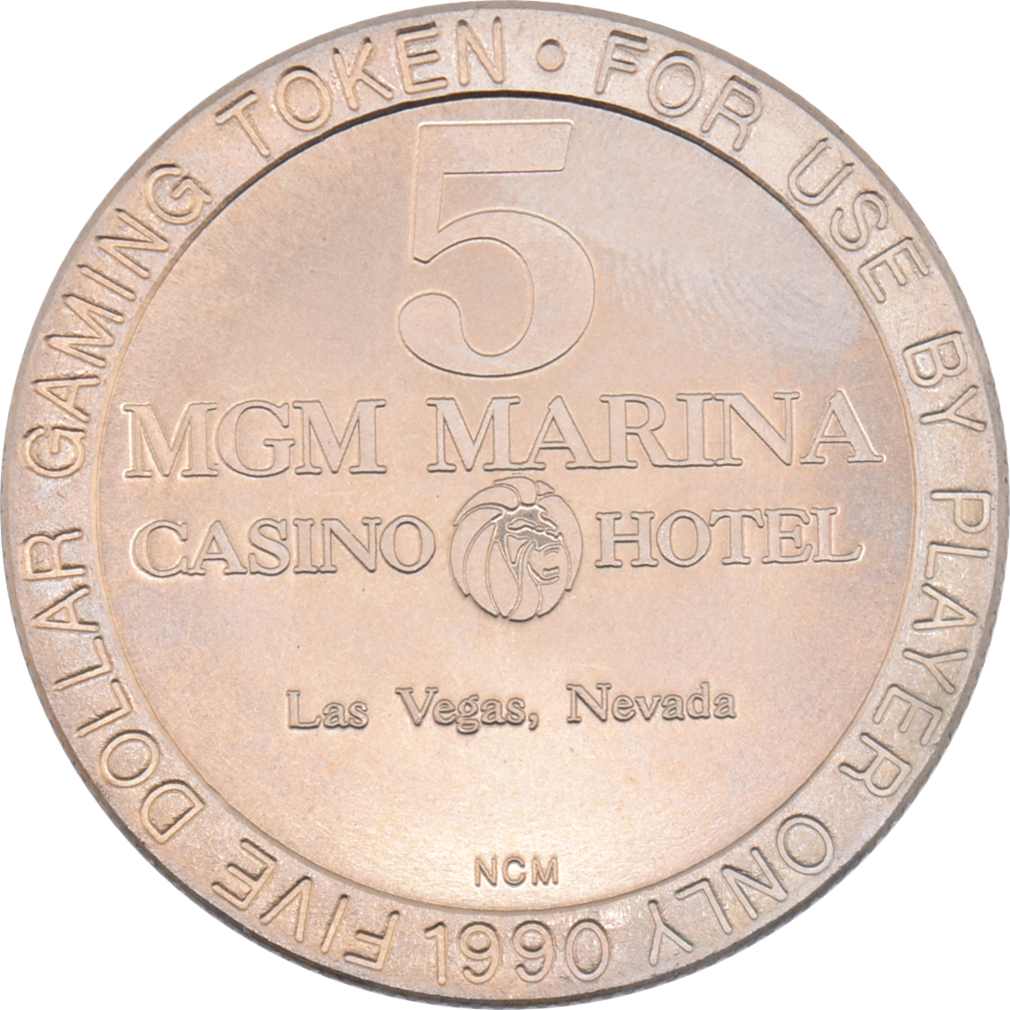 MGM Marina Casino Las Vegas Nevada $5 Token 1990