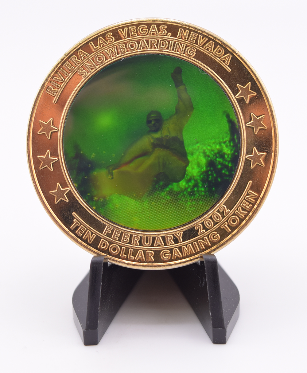 Riviera Casino Las Vegas Snowboarding $10 Winter Sports Series Hologram Token 2002