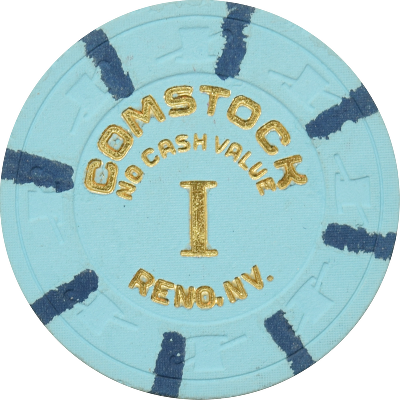 Comstock Casino Reno Nevada Lt Blue I NCV Chip 1980s