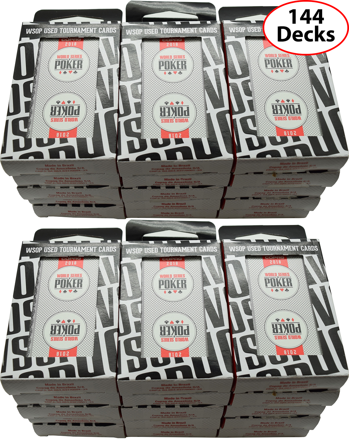 144 Used Black Decks WSOP 2018 Copag Plastic Playing Cards Bridge Size