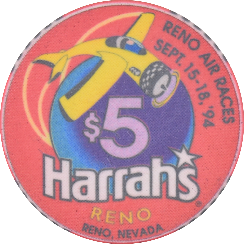 Harrah's Casino Reno Nevada $5 Reno Air Races Chip 1994