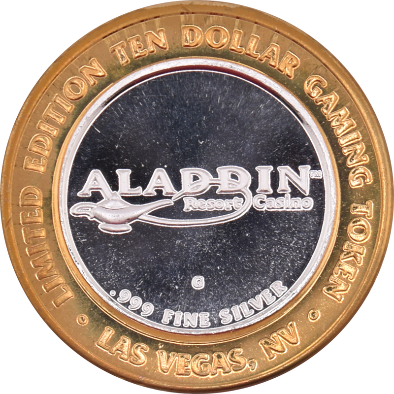 Aladdin Casino Las Vegas "Casino" $10 Silver Strike .999 Fine Silver 2001