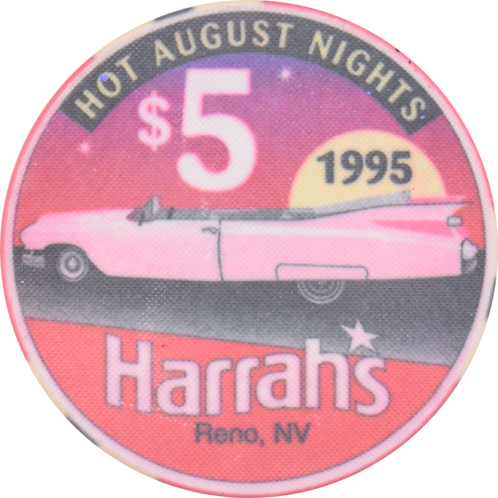 Harrah's Casino Reno Nevada $5 Hot August Nights Chip 1995