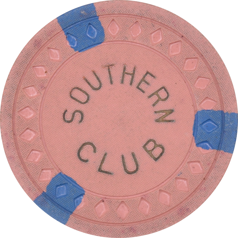 Southern Club Illegal Casino Hot Springs Arkansas $5 Chip Pink with Blue Edgespots