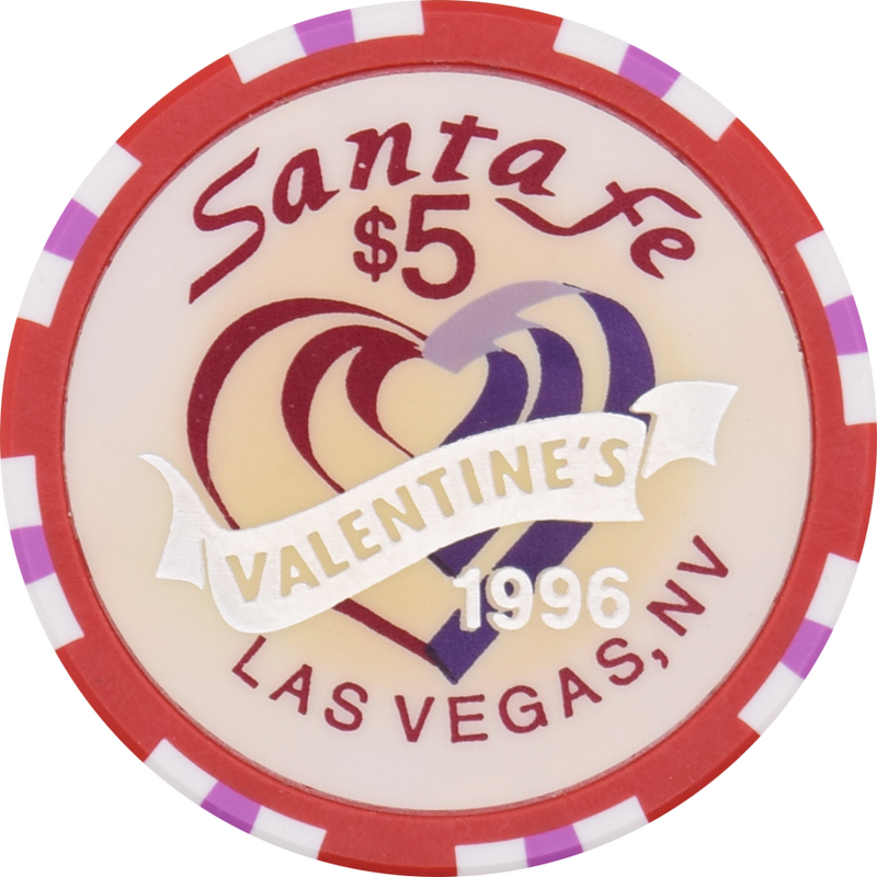 Santa Fe Casino Las Vegas Nevada $5 5th Anniversary / Valentines Day Chip 1996