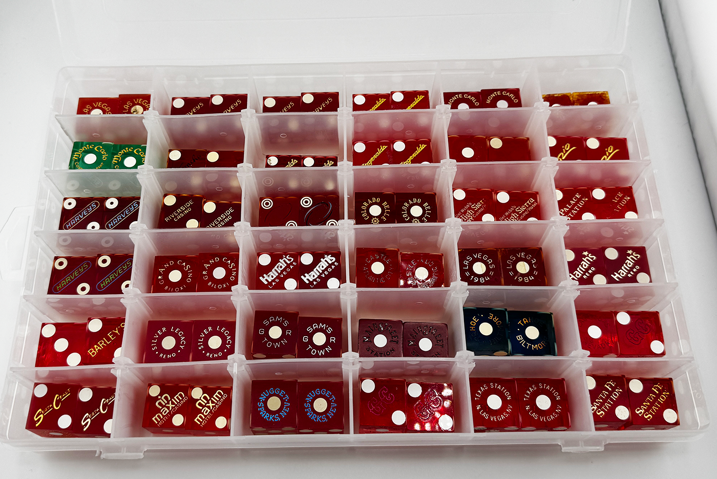 Dice Collection 36 Pairs Multiple Casinos In Protective Box
