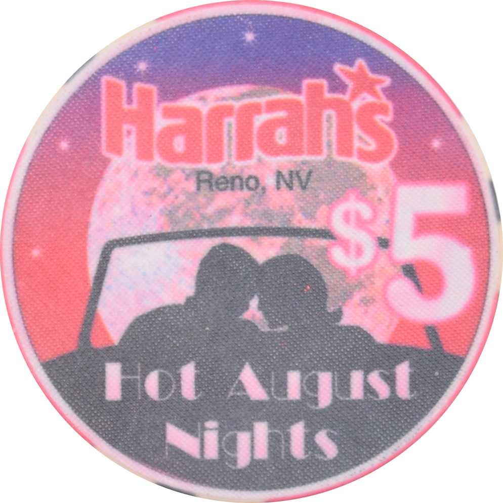 Harrah's Casino Reno Nevada $5 Hot August Nights Chip 1995