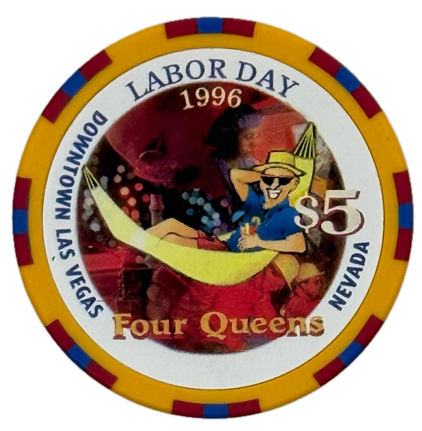 Four Queens Casino Las Vegas NV $5 Labor Day Chip 1996