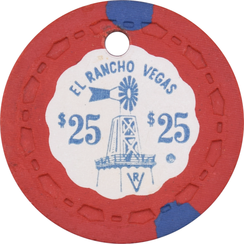 El Rancho Vegas Casino Las Vegas Nevada $25 Cancelled Chip 1950s