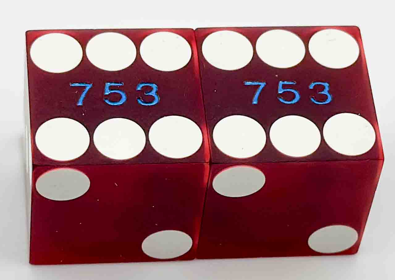 Golden Gate Casino Las Vegas Nevada Pair of Dark Red Sanded Dice