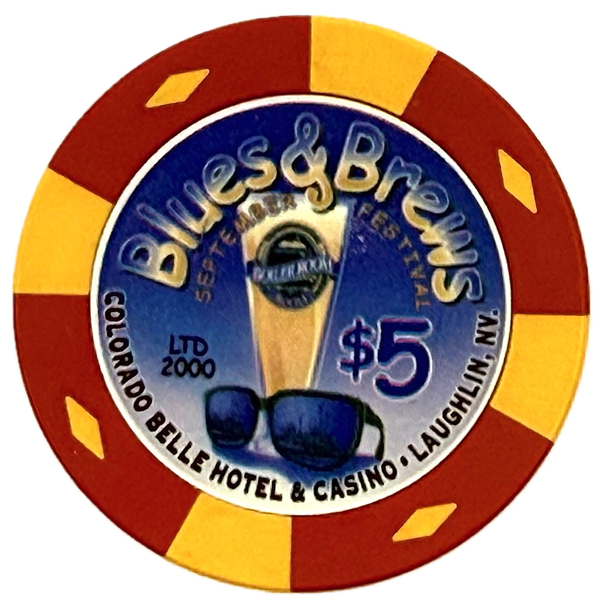 Colorado Belle Casino Laughlin NV $5 Blues & Brews Festival Chip 2004
