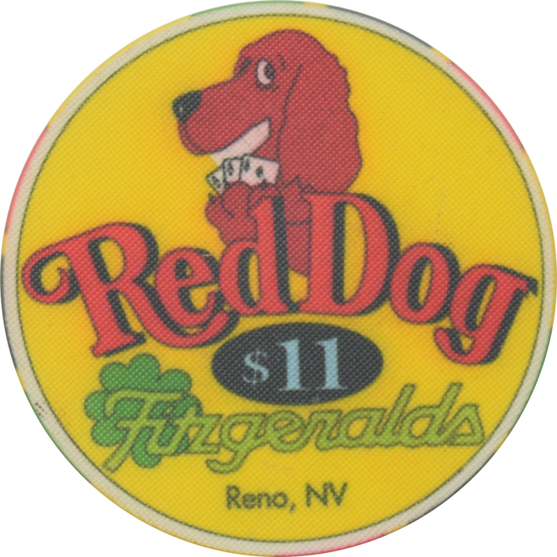 Fitzgeralds Casino Las Vegas Nevada $11 Red Dog Chip 1992