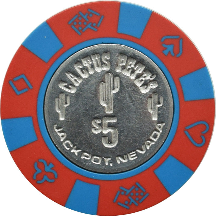 Cactus Pete's Resort Casino Jackpot Nevada $5 Smooth Coin Chip 1980s