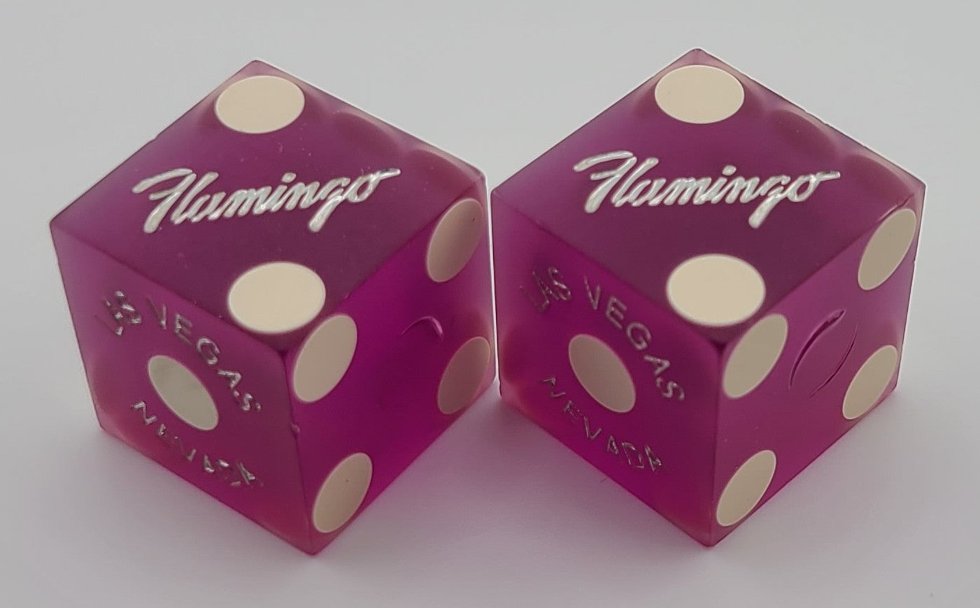 Flamingo Casino Las Vegas Nevada Pair of Purple Used Dice Matching Numbers 2000's