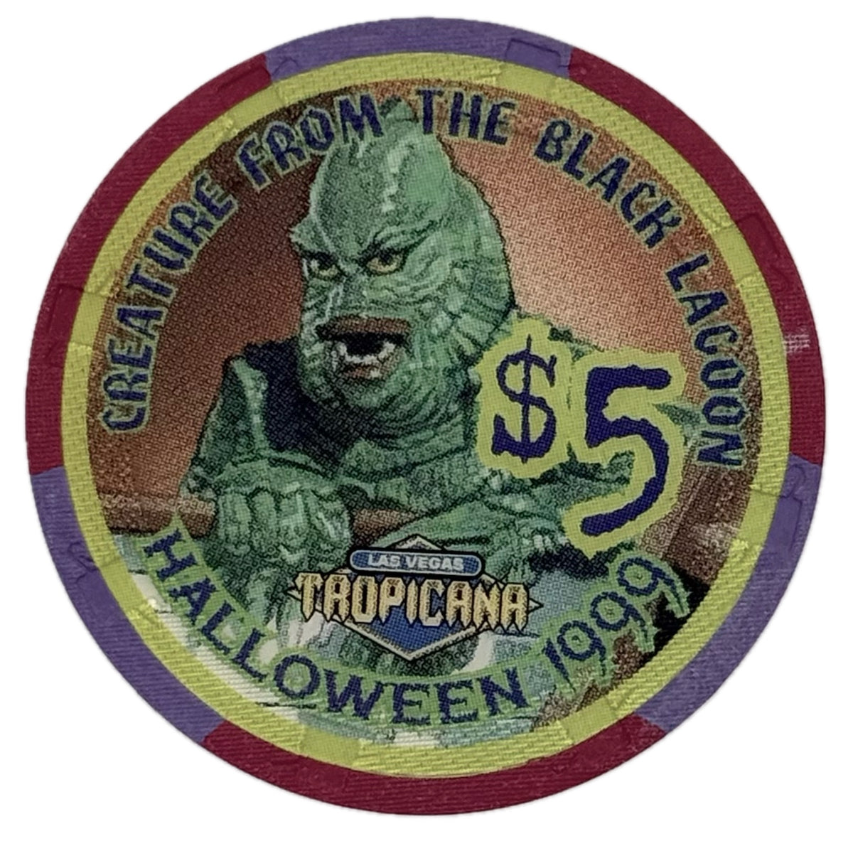 Tropicana Casino Las Vegas NV $5 Creature from The Black Lagoon Chip 1999