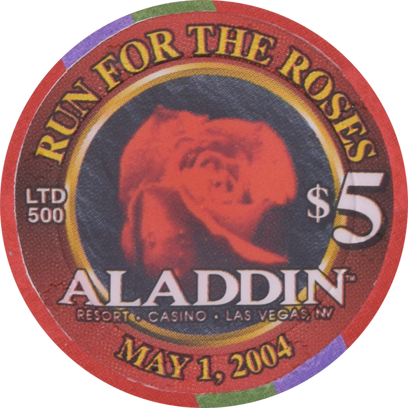 Aladdin Casino Las Vegas Nevada $5 Run for the Roses Chip 2004