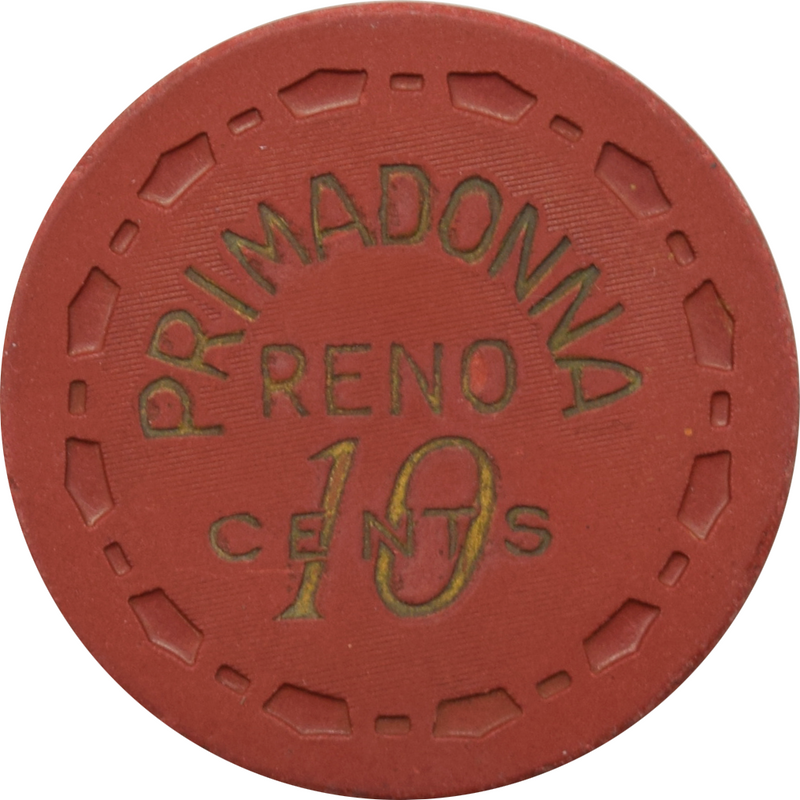 Primadonna Casino Reno Nevada 10 Cent Chip 1955