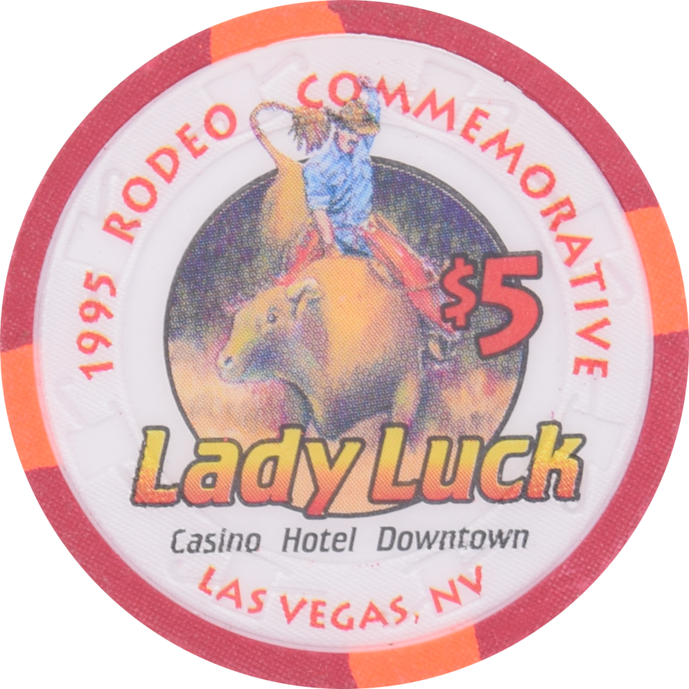 Lady Luck Casino Las Vegas Nevada $5 Rodeo Commemorative Chip 1995