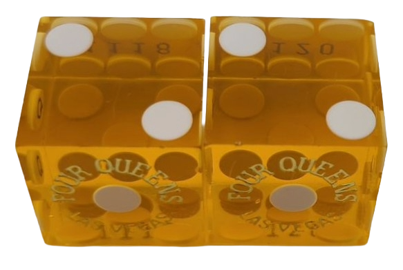 Four Queens Casino Las Vegas Nevada Pair of Used Yellow Dice