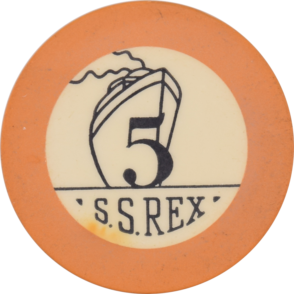 S. S. Rex Casino Santa Monica California $5 Chip 1938