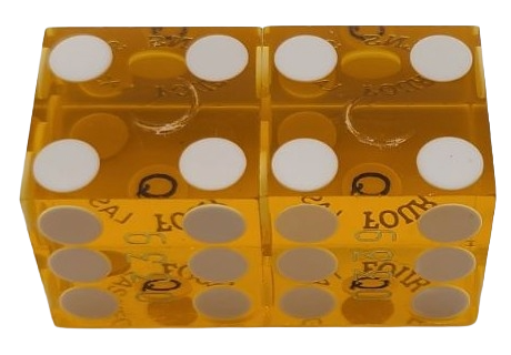 Four Queens Casino Las Vegas Nevada Pair of Used Yellow Matching Numbers Dice