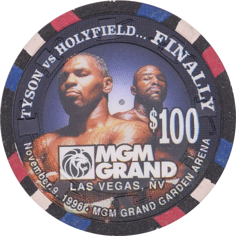 MGM Grand Casino Las Vegas Nevada $100 Tyson vs Holyfield Nov 9, 1996 Chip