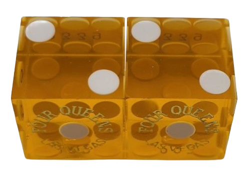Four Queens Casino Las Vegas Nevada Pair of Used Yellow Matching Numbers Dice