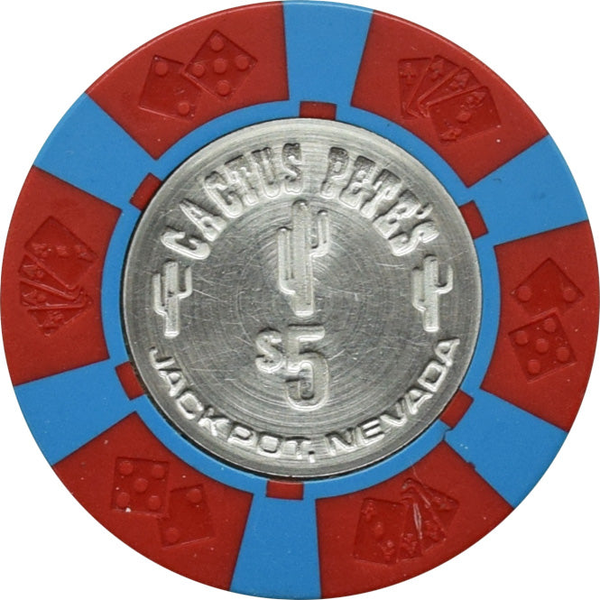Cactus Pete's Resort Casino Jackpot Nevada $5 Incused Spun Coin Chip 1981