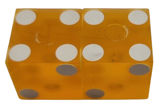 Four Queens Casino Las Vegas Nevada Pair of Used Sanded Yellow Dice
