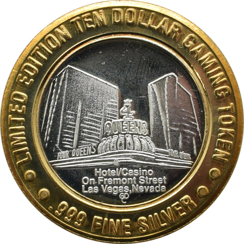 Four Queens Casino Las Vegas $10 Silver Strike .999 Fine Silver 1999