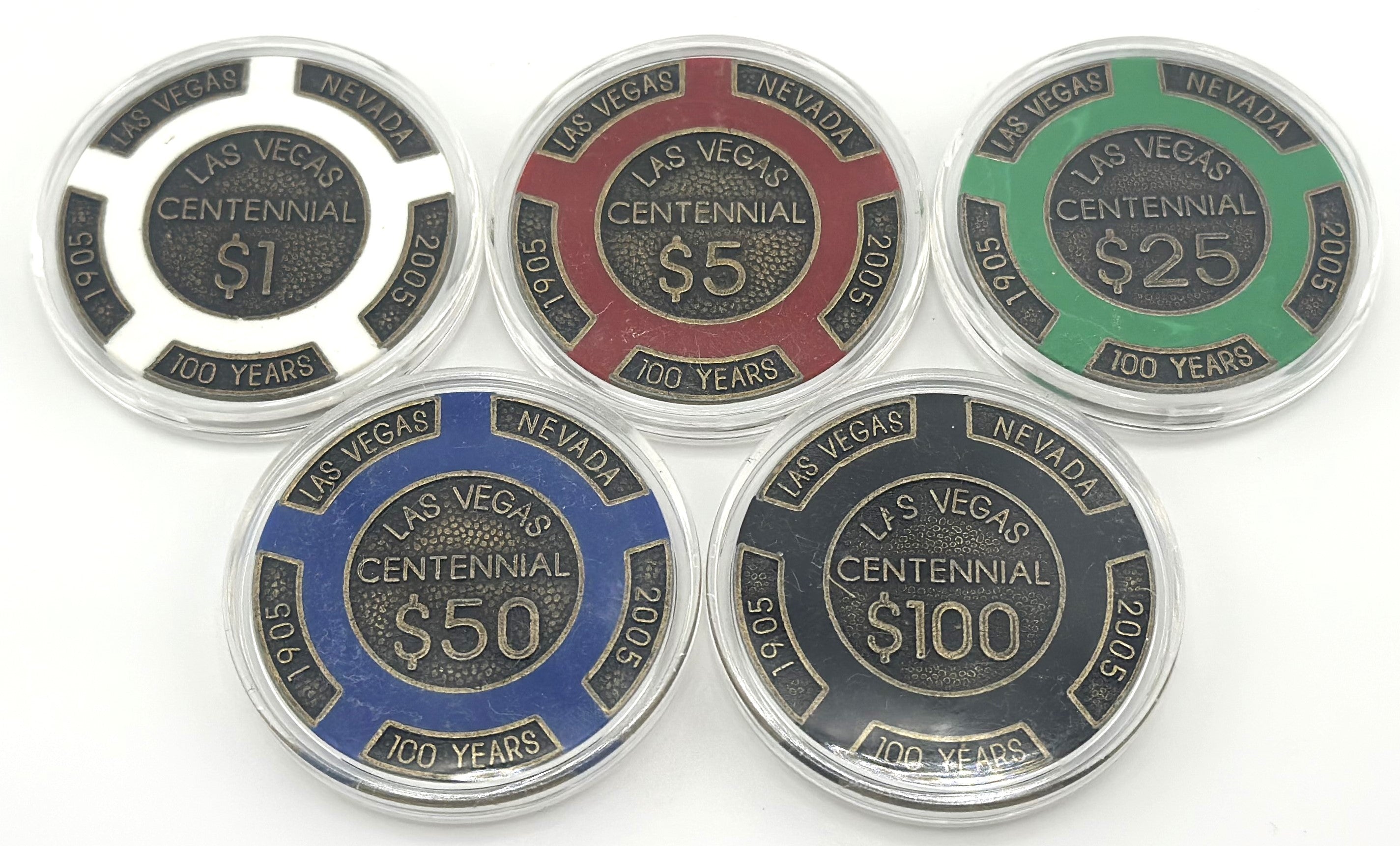 Centennial Las Vegas 16g Collector Set 5 Poker Chips